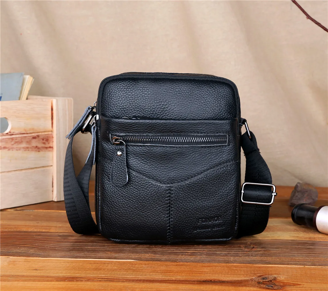 

Trend 2021 Genuine Leather Men's Small Shoulder Bags Cross Body Messenger Bags For Men Real Leather Hand bags Male High Quality