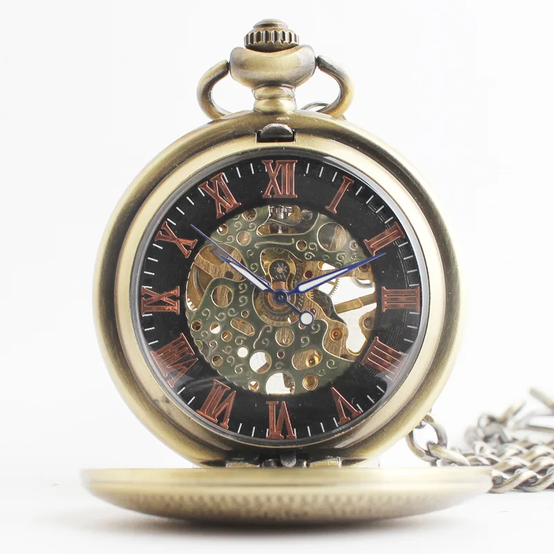 Charm Retro Steampunk Pocket Watches Mechanical Automatic Palace Carving Pocket Fob Watch For Men Women relogio masculino