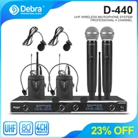 d 440 4 channel dynamic wireless microphone system with handheld or bodypack lavalier headset for stage church family karaoke
