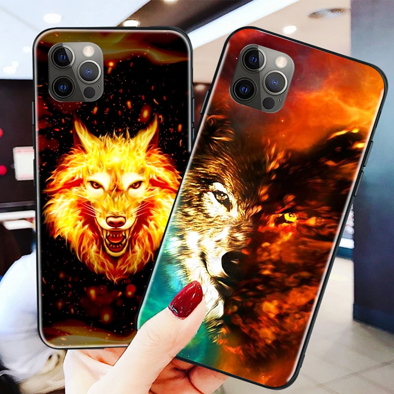 

wolf art black Silicone Phone Case For iPhone 6 6S 7 8 Plus X XS XS Max XR 11 11 Pro 12 12 Pro Max SE 2020 Cover Back Cover