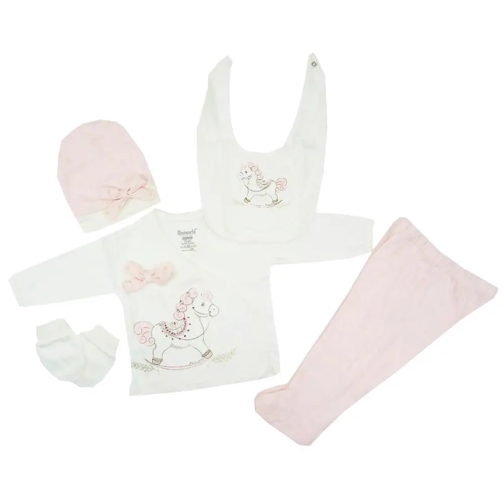 Комплект одежды из 5 предметов для новорожденных девочек футболка штаны на