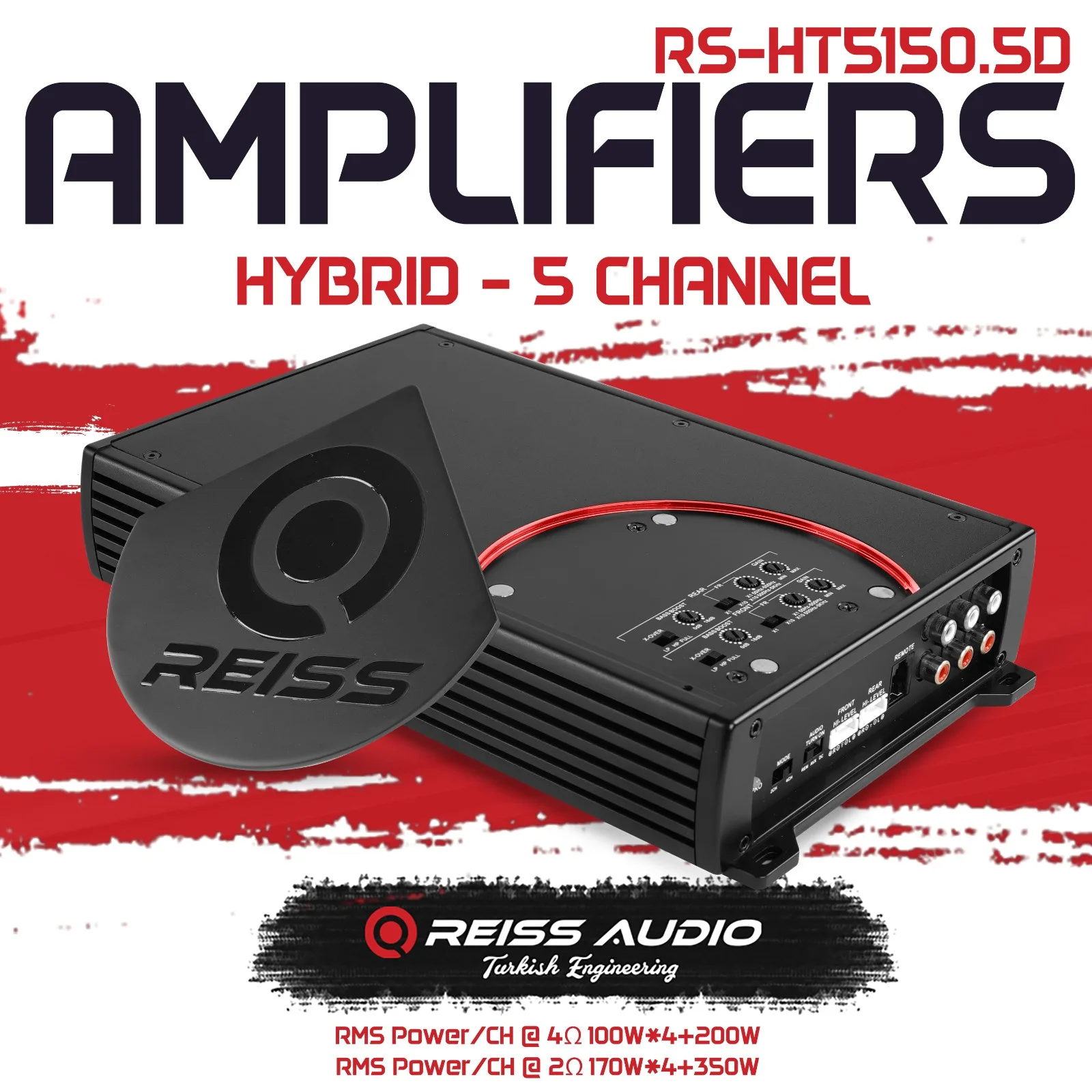 Фотоусилитель автомобиля 5 каналов класс D среднеквадратичная Мощность: 4x100 Вт + 500