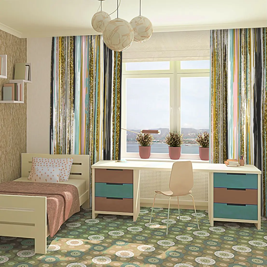 Занавеска Современная работа вертикальные линии кисти штрихи и полосы в золотой