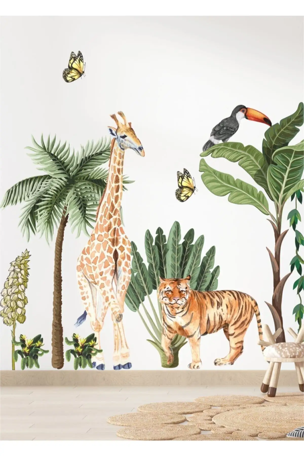 Большой Размеры тропический сафари детские наклейки в детскую комнату ПВХ