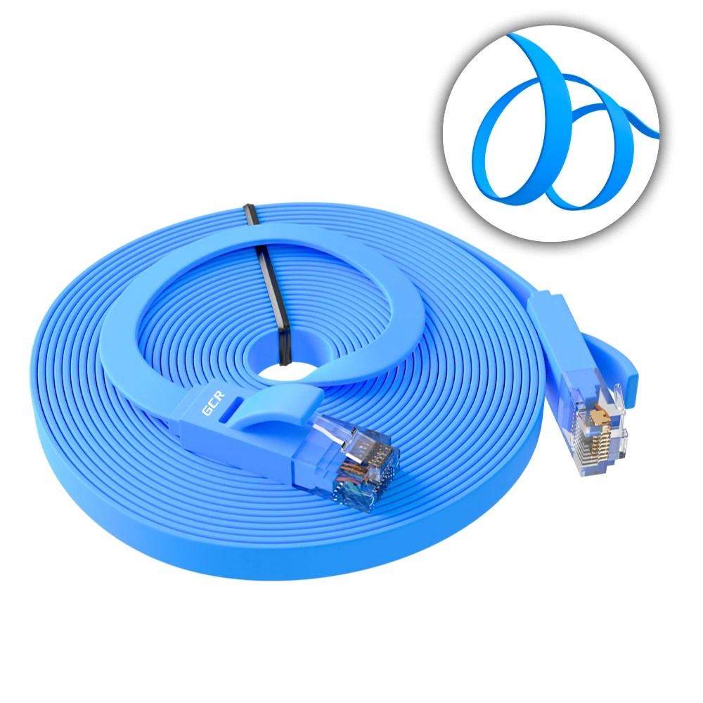 GCR Патч корд плоский LAN flat patch cord сетевой кабель UTP CAT 6 RJ 45 Ethernet cable роутер smart TV 5м 10м