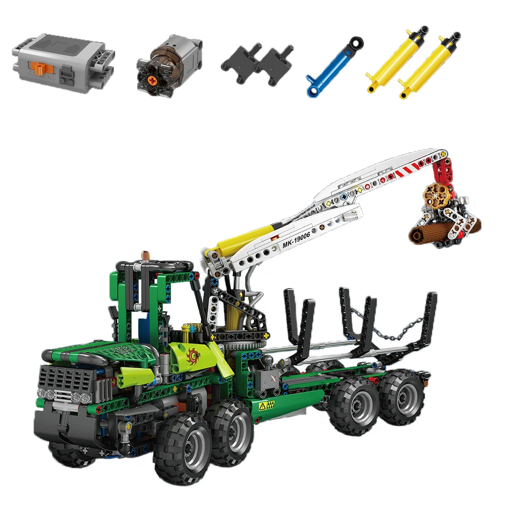 

MOULD KING High-Tech RC Car Motorized Pneumatic Forest Machine Model Brick MOC Logging Truck Building Blocks Toys for Kids Gift
