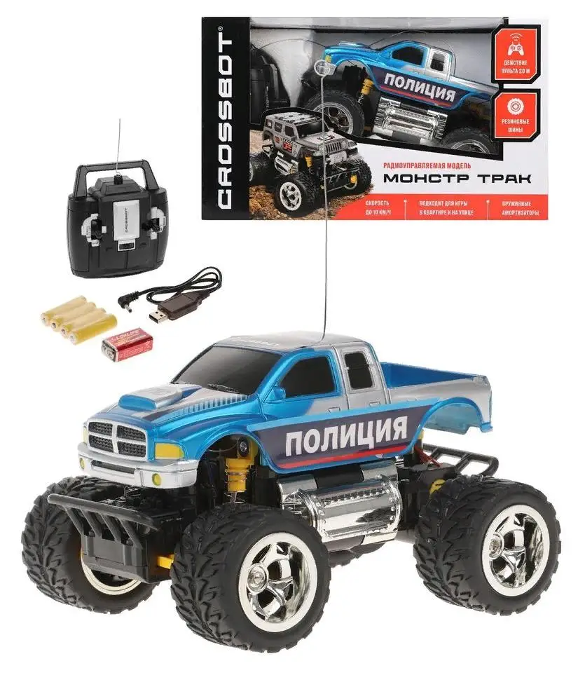 Джип р/у Монстр трак Полиция аккумулятор синий Наша Игрушка 870608 | Игрушки и хобби