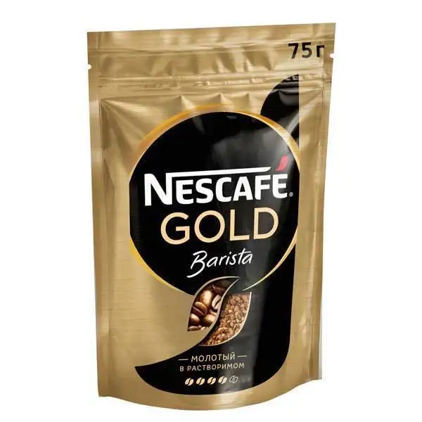 Кофе Nescafe Gold Barista молотый в растворимом 75 г - Нескафе Голд Бариста молотый кофе в растворимом виде, 75 г.