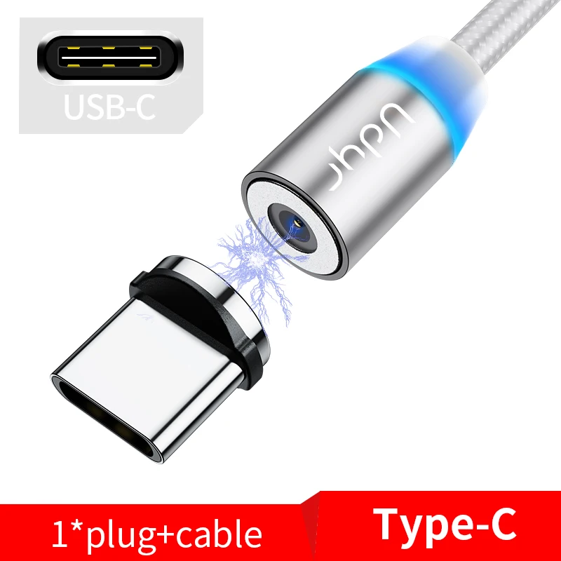 Udyr 2 м Магнитный Micro USB кабель для iPhone samsung Android мобильный телефон Быстрая зарядка usb type C кабель магнит зарядное устройство провод шнур - Цвет: For Type c sliver