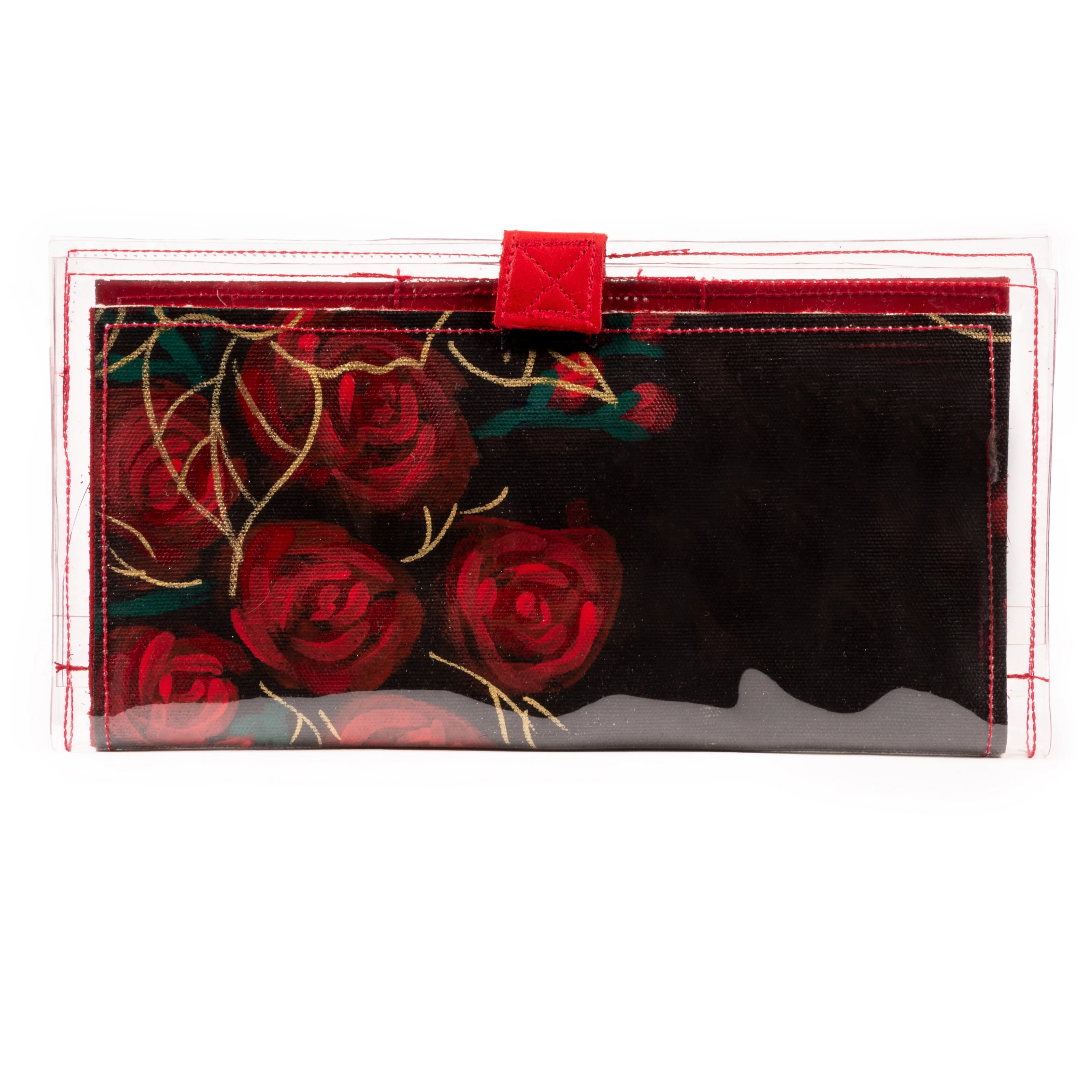 

Sudivo Hand Painted Wallet, Black Wallet Women, Bicolor Women Wallet, Clutch Wallet, Travel Wallet, Phone Wallet, Rose