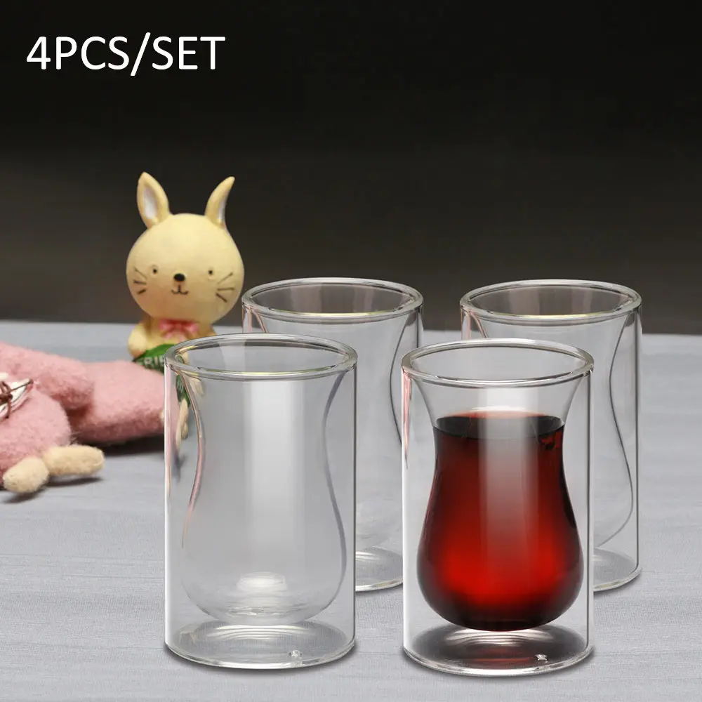 Набор из 4 двойных стеклянных бокалов для вина кофейных чашек 150 мл стаканы виски