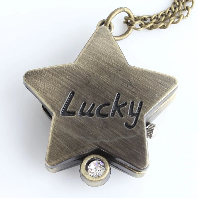 

Cute Cartoon Lucky Pentagram Quartz Pocket Watches Steampunk Vintage Pocket&Fob Chain Watches Best Gifts For Children Men Women