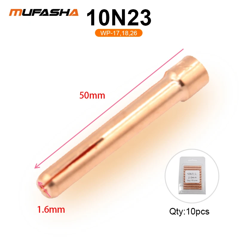 MUFASHA Tig Torch Parts Collet 10 PCS/lot 10N22 10N23 10N24 70062WT 1.0 1.6 2.0 2.4MM |