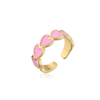 high quality colorful heart rings for women girl gold color open finger simple enamel womens ring trendy jewelry party gift