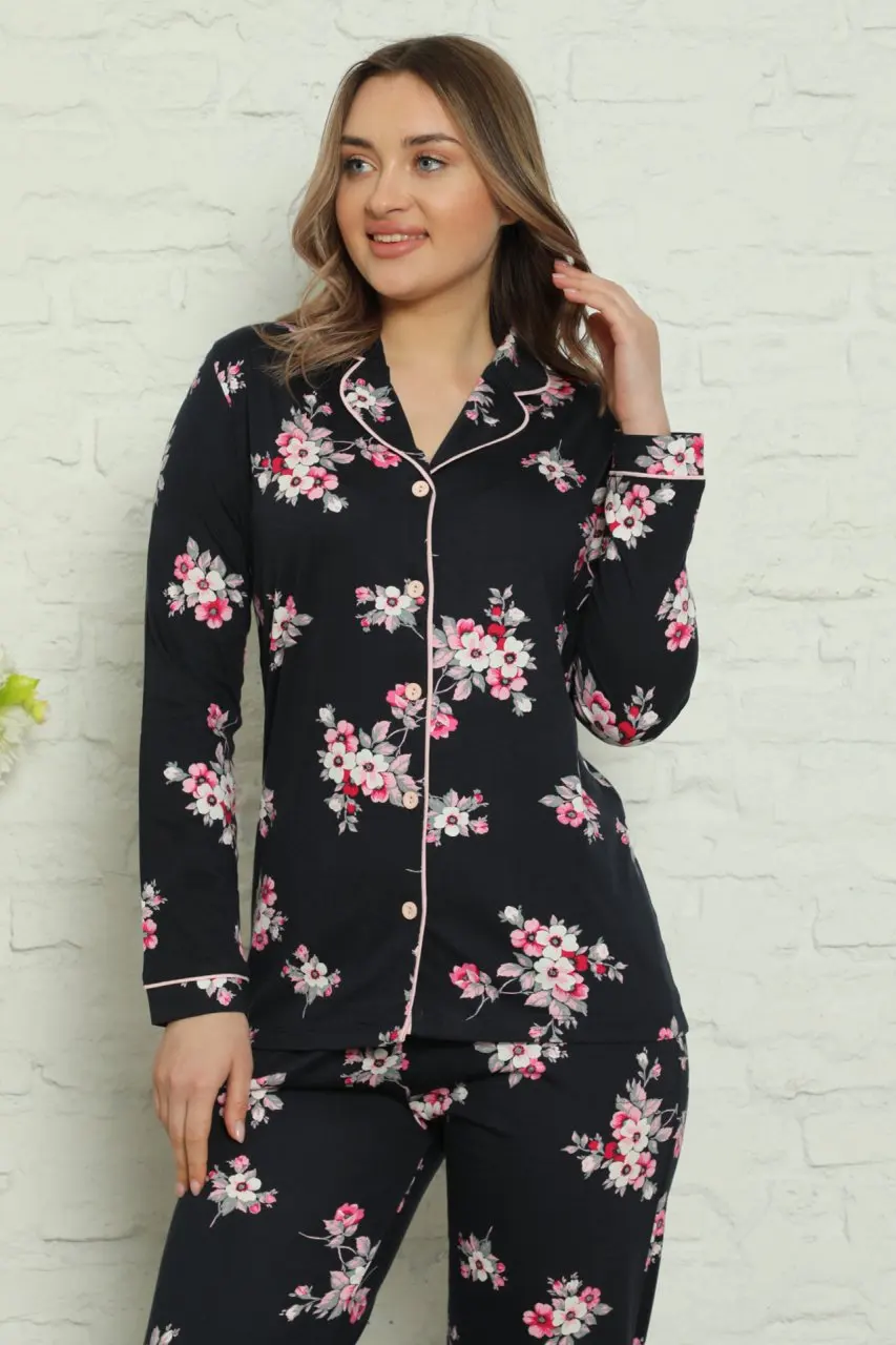 

New Winter Spring Women Pajama Sets Long Sleeve Sleepwear Pajamas Suit Thick Warm Homewear Overnight Dressing Gown Flower
