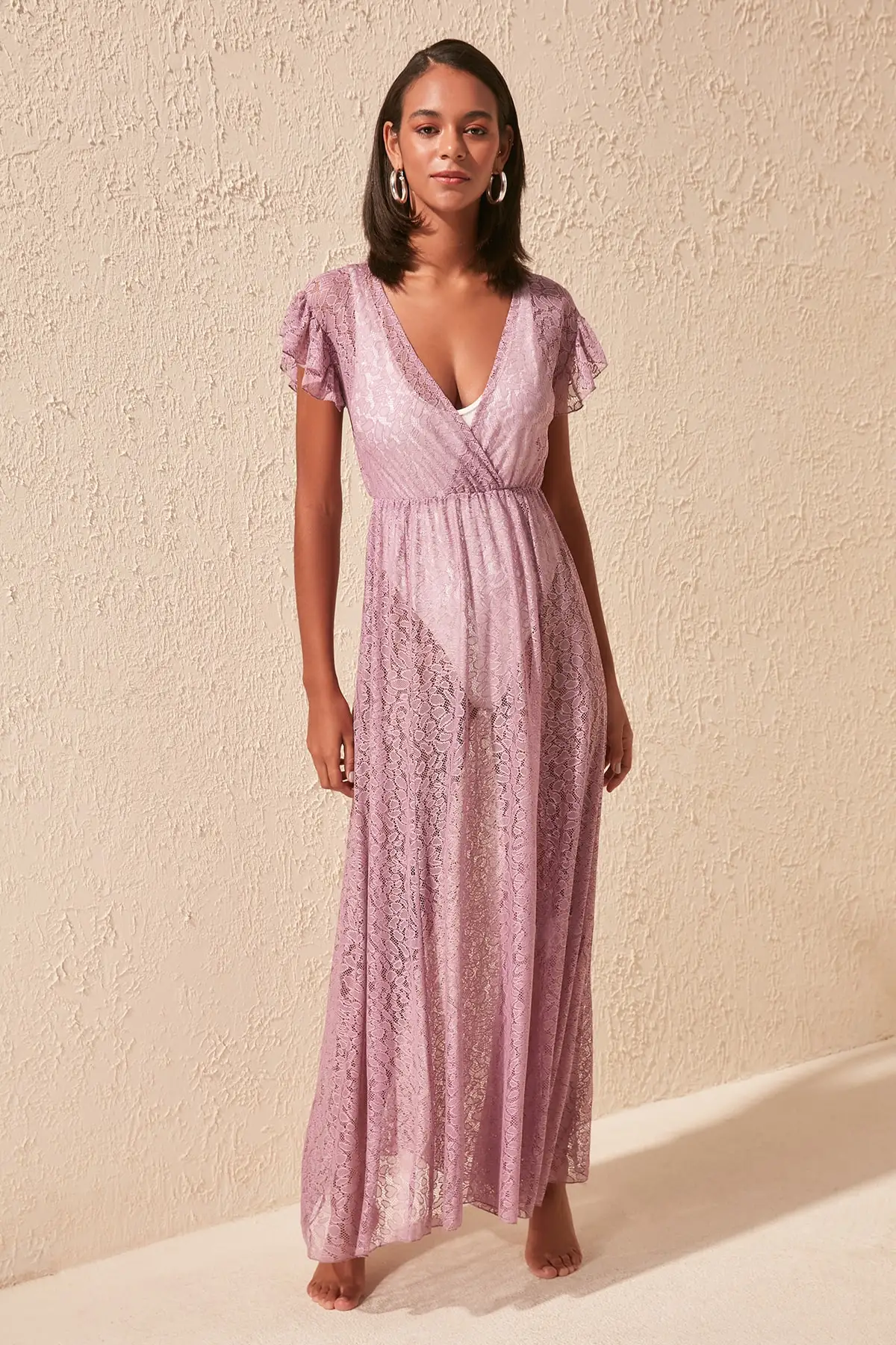 Платье С Рюшами Trendyol Lilac TBESS20EL1333 | Женская одежда