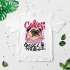Женская футболка с надписью - Cakes pugs  Rock and Roll, премиум качество, с бесплатной доставкой