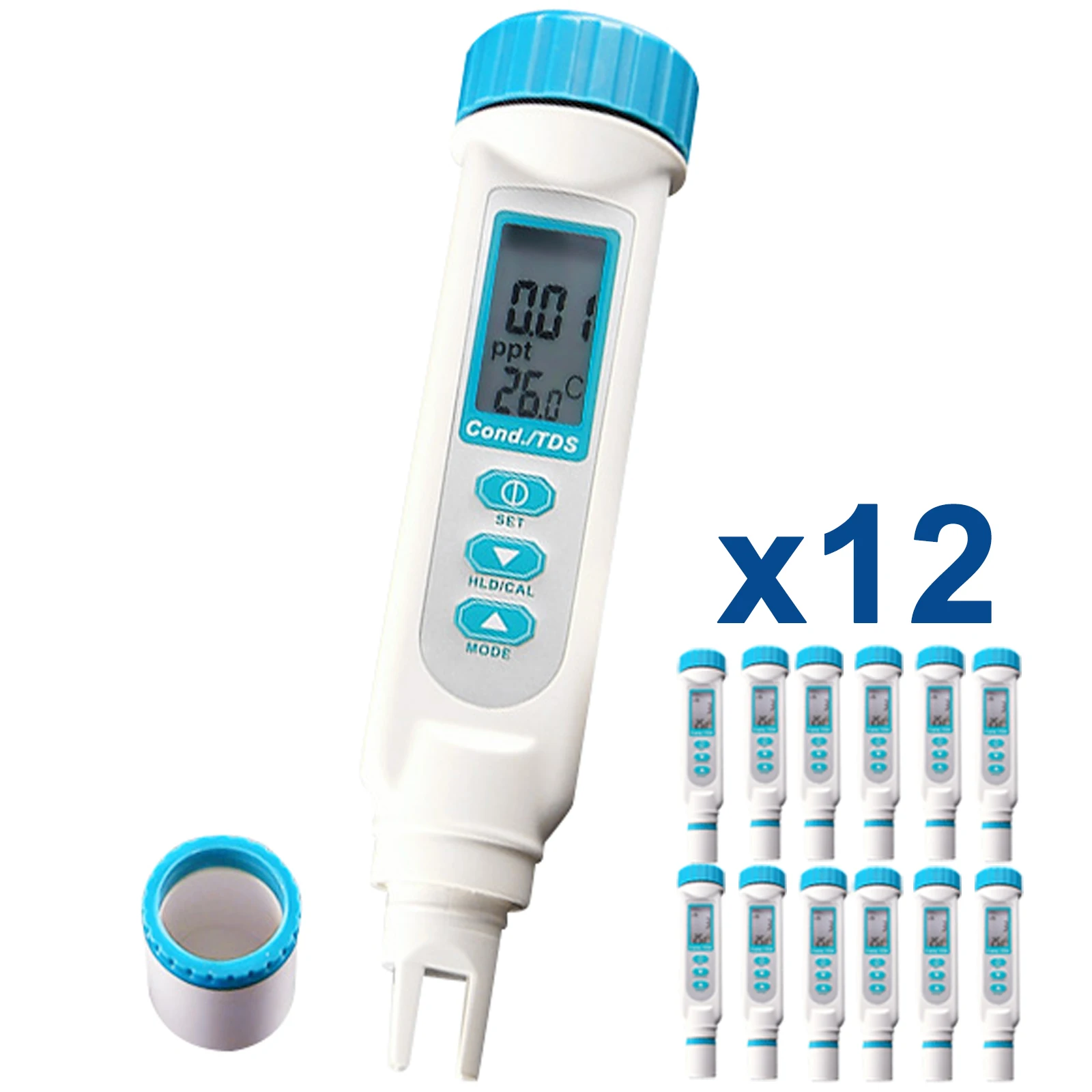 

12 pieces x Digital 3-in-1 Conductivity TDS Meter ppm ppt uS mS C/F Pool Spa Water Treatment Pen-type Tester