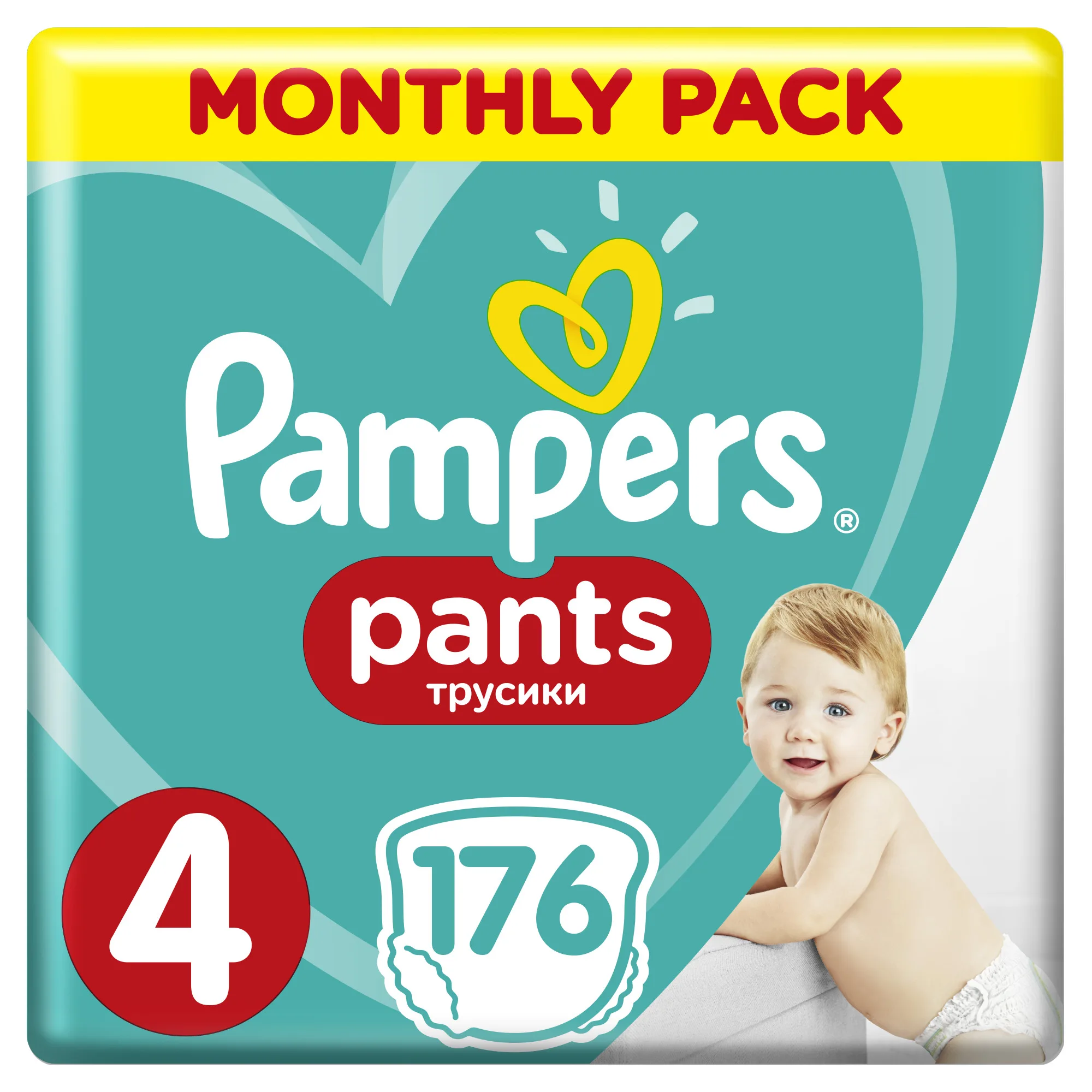 Подгузники-трусики Pampers Pants 9-15 кг, размер 4, 176шт