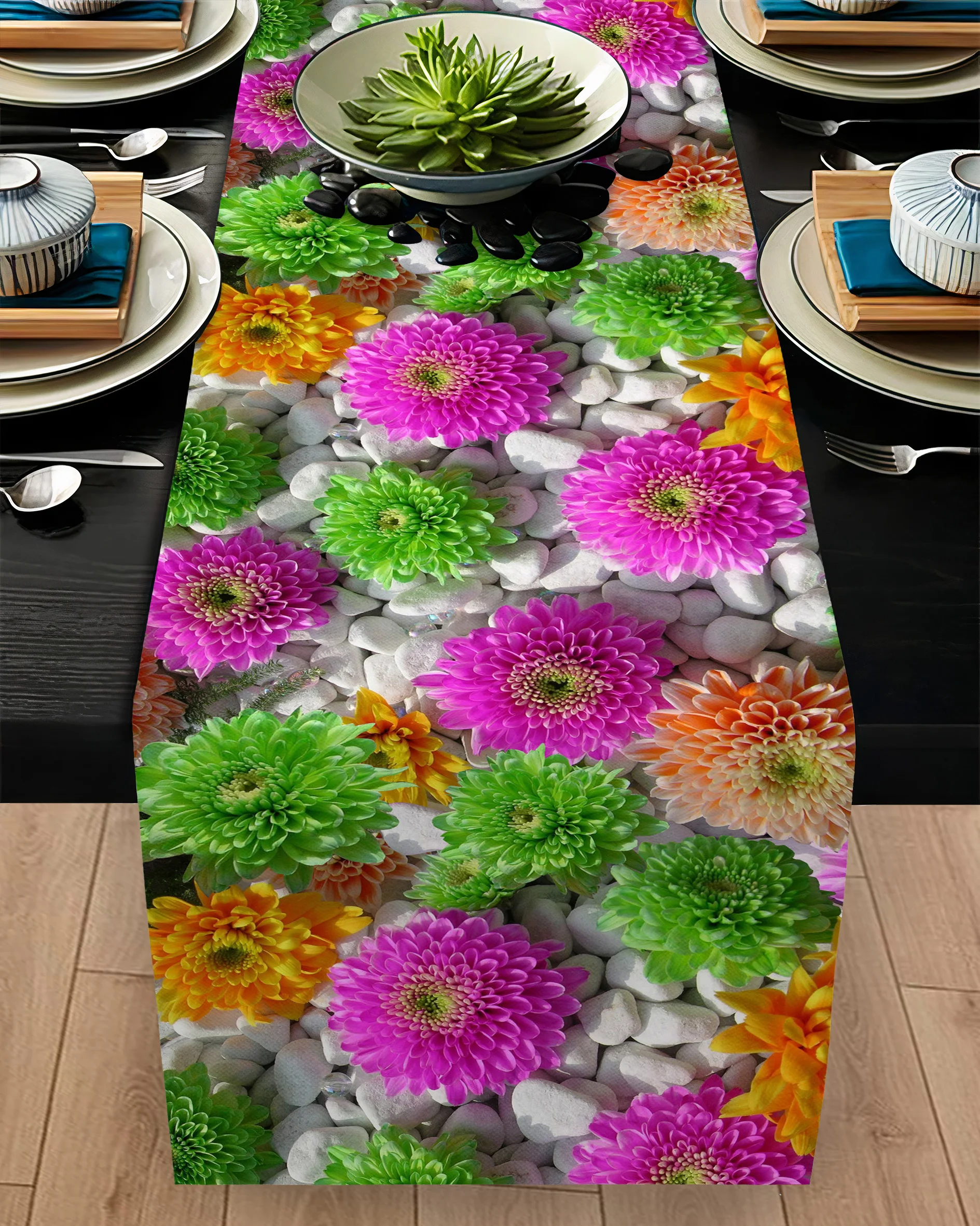 

Тканевое покрытие для стола, гостиной, кухни, с цветными цветами