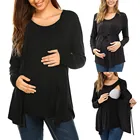 Футболка для беременных женщин, двухслойный Топ с длинным рукавом для кормящих мам, Топ для грудного вскармливания, футболка