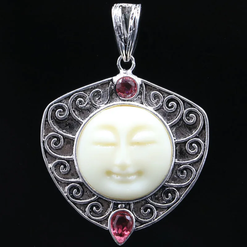 49x34 мм удивительный 8 6 г Лунная богиня Белый лицо создан синий топаз гранат цитрин