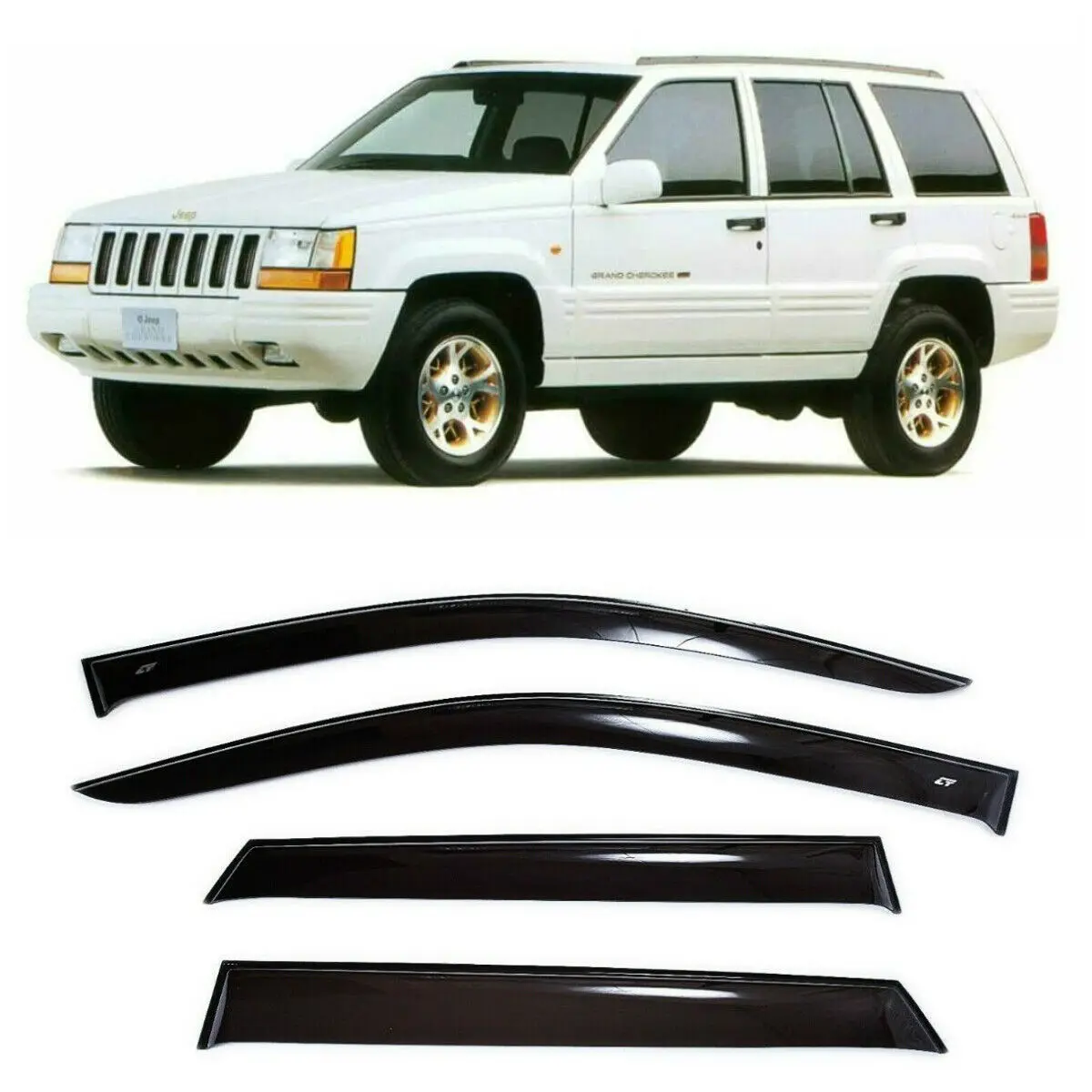 Дефлекторы окон Cobra Tuning J10391 на авто Jeep Grand Cherokee (ZJ) 5d 1991-1999 4 шт./комп. ветровики от