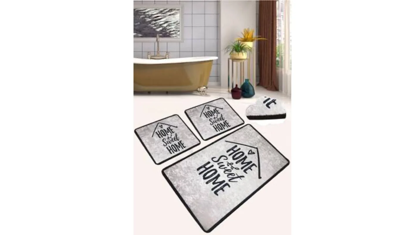

Bathroom Rug Non Slip Absorbent Mat Carpet Home Trio Set