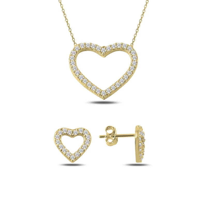 

Silver 925 Sterling Heart Zircon Stone Set