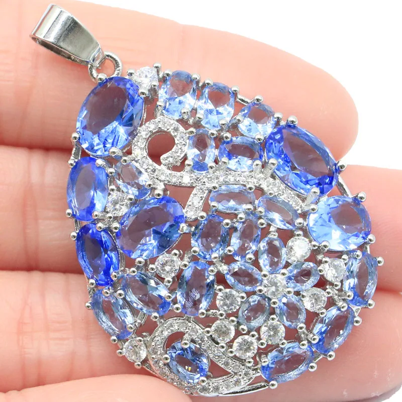 48x32 мм длинный большой фиолетовый танзанит из искусственного циркония яркий