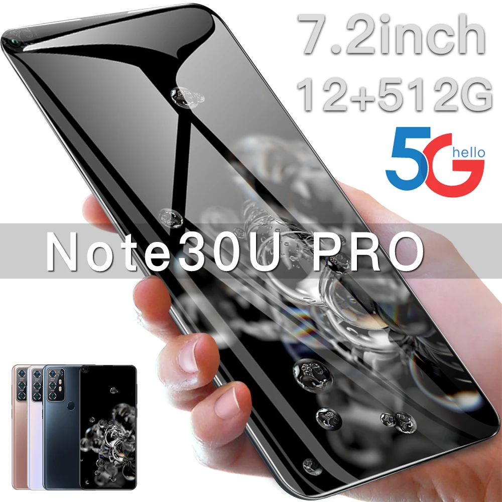 

Note30U Pro 12GB RAM 512GB ROM High Capacity 7.2inch Digging Curved Screen 24MP+48MP HD Camera Dual SIM Card Smooth Game