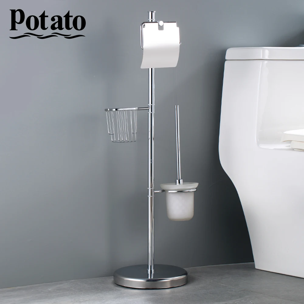 

Potato Toilet Brush Free Standing Accessories White Toilet Paper Holder Bathroom Toilet holders brushed Chrome holders p325