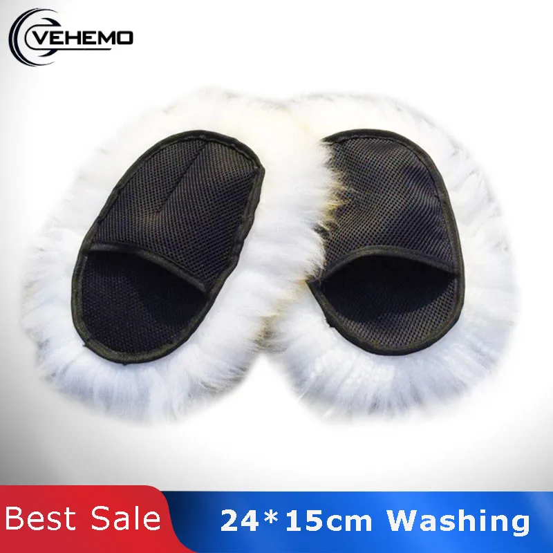 

1Pcs White Car Cleaning Cloth Wool Glove Super Long Hair Mesh Sheepskin Car Luxury Lamb Wool Washing Cleaning Polishing Gloves