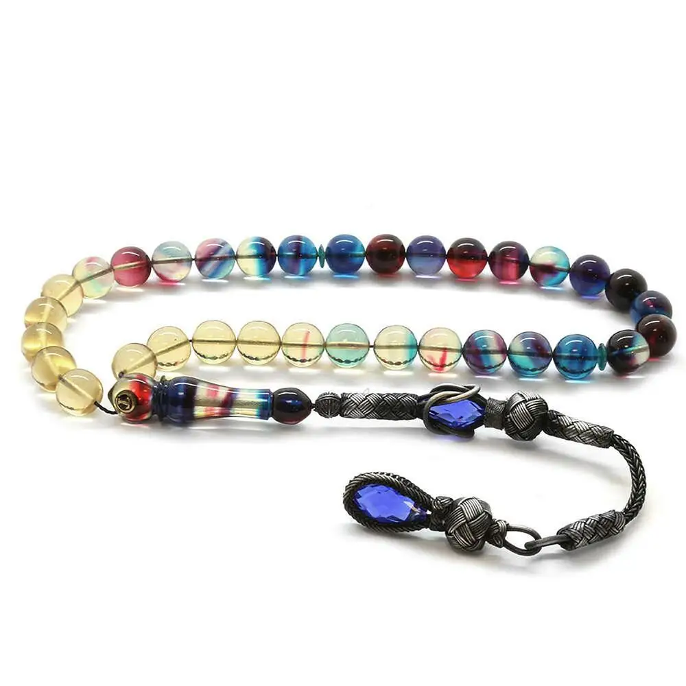 

Islamic Prayer Beads Mixed Color Misbah Tesbih 33 Beads Tasbeeh Amber Stone Masbaha Islam Muslim Father Husband Brother Gifts