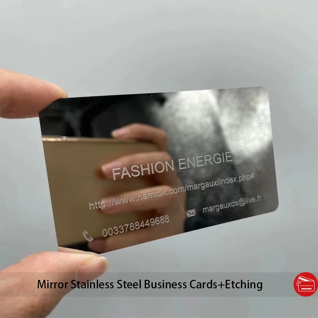 Заказная Роскошная зеркальная металлическая визитная карточка с