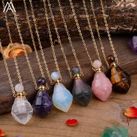 lovely women perfume bottle pendant necklacecarving gemstones ice cream essential oil necklace natural stone jewelry dropship