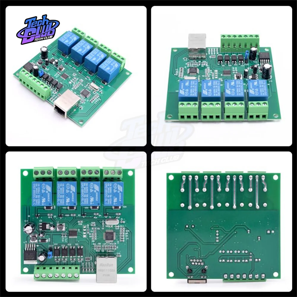 

DC12V-24V 4-канальный сетевой релейный модуль поддерживает UDP-режим TCP-клиентский режим TCP-хост-режим источник питания