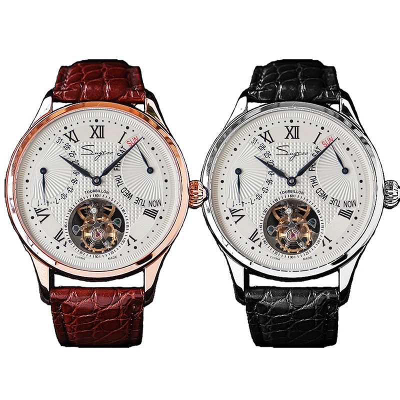 Механические Мужские часы SEA GULL tourbillon деловые с кожаным ремешком модные