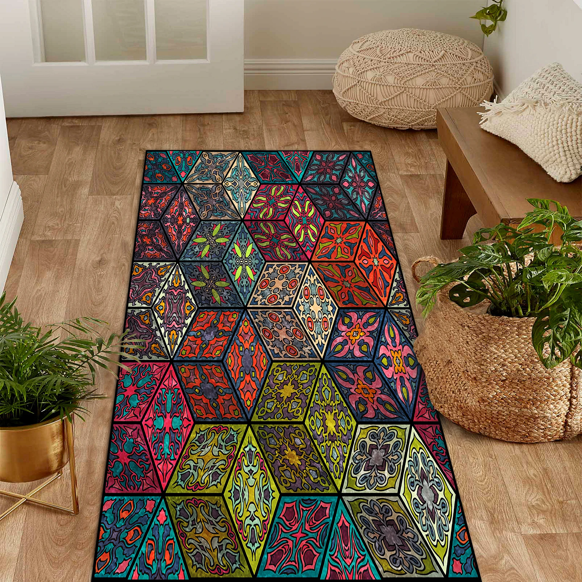 Синий темно-синий цветной Квадратный Ковер с узором современный ковер для