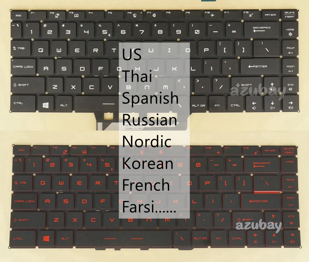 US Thai Spanish Nordic French Farsi Russian Keyboard For MSI GF65 Thin 9SE 9SD 9SEXR 9SEX 10SER 10SE 10SCSXR 10SDR 10SD Backlit