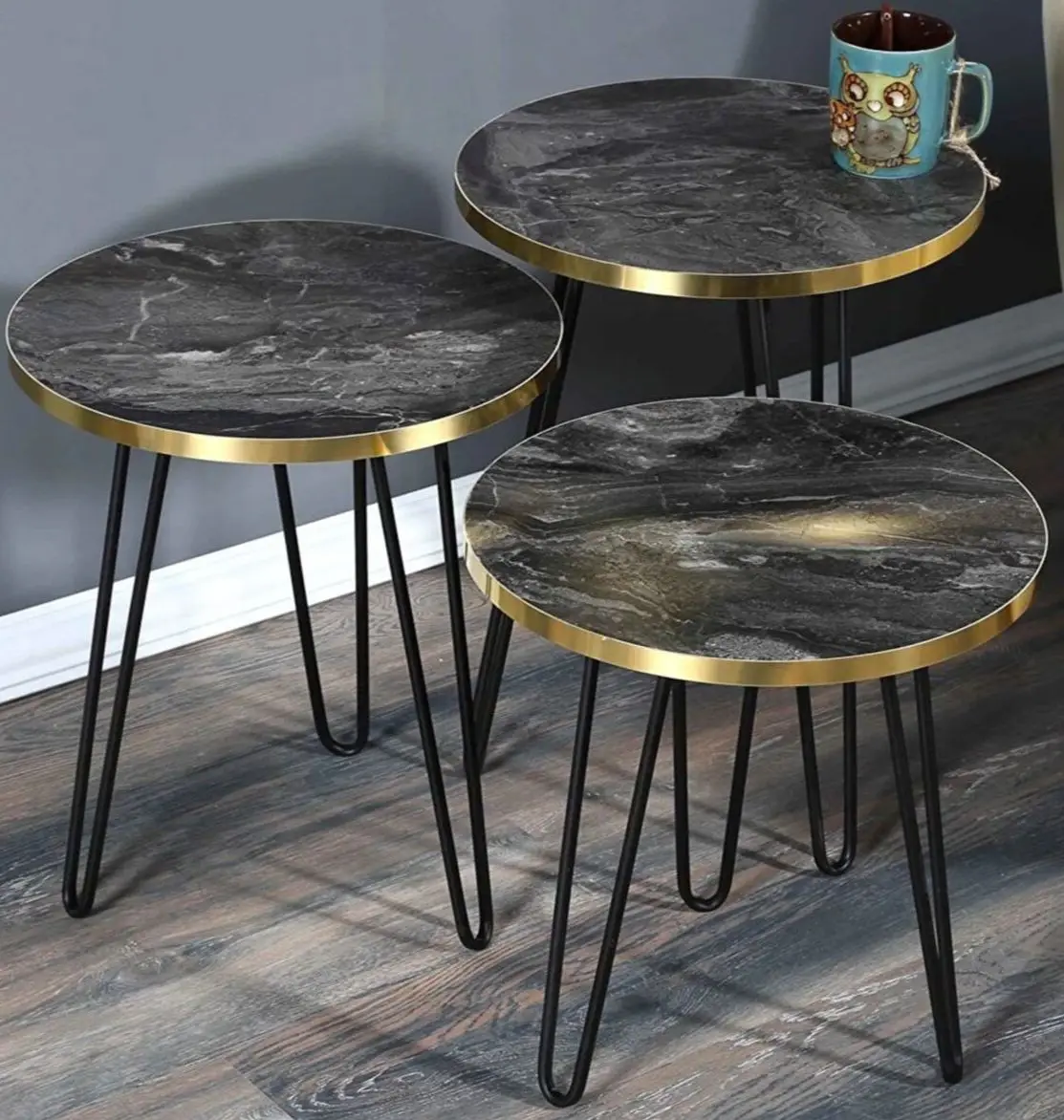 

2022 Nesting Table Modern 3 Pieces Scandinavian Style Wood Leg De-Mounted Side Table Tea Coffee Service Table Special Modern Up