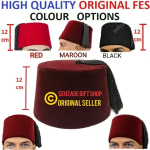 Authentic Folkloric Turkish Fes Fez, Oriental Tarboosh, Exotic Ottoman Hat Orginal Fes Real Fes Made in  Turkey