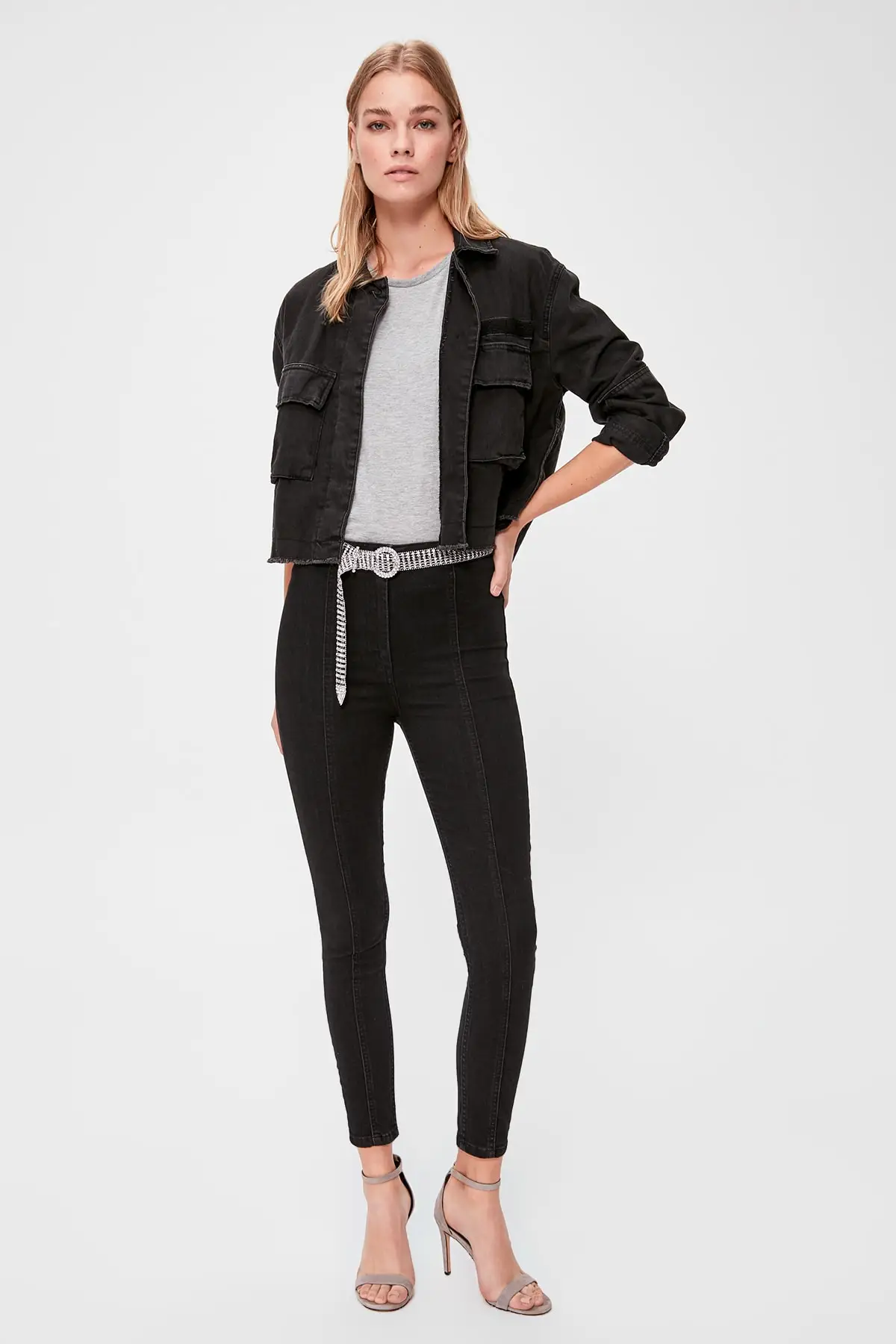 Trendyol с декоративной строчкой Высокая Талия Jegging Джинсы TWOAW20JE0121 |