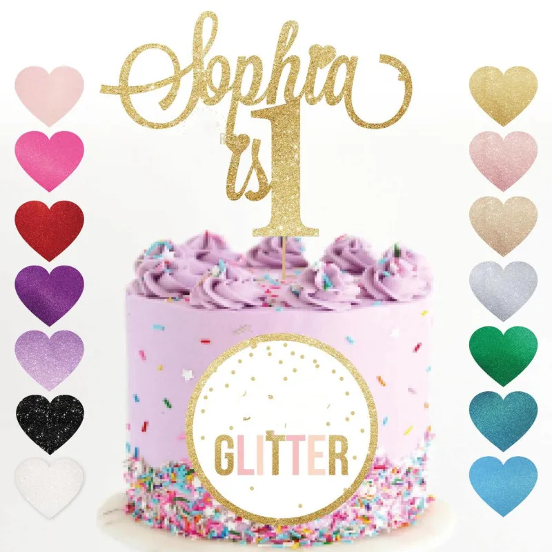 

Customised cake topper, Birthday, Gold cake topper, glitter cake topper, custom, personalised cake smash first one any name