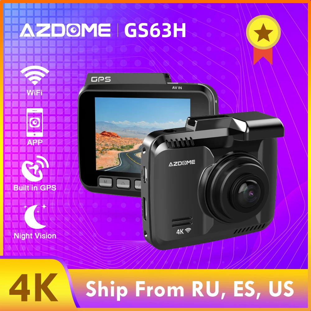 AZDOME GS63H автомобильный тире Cam 4 К HD автокамера 170 градусов широкий угол обзора с gps WiFi g-сенсор петля запись Парковка Мониторинг