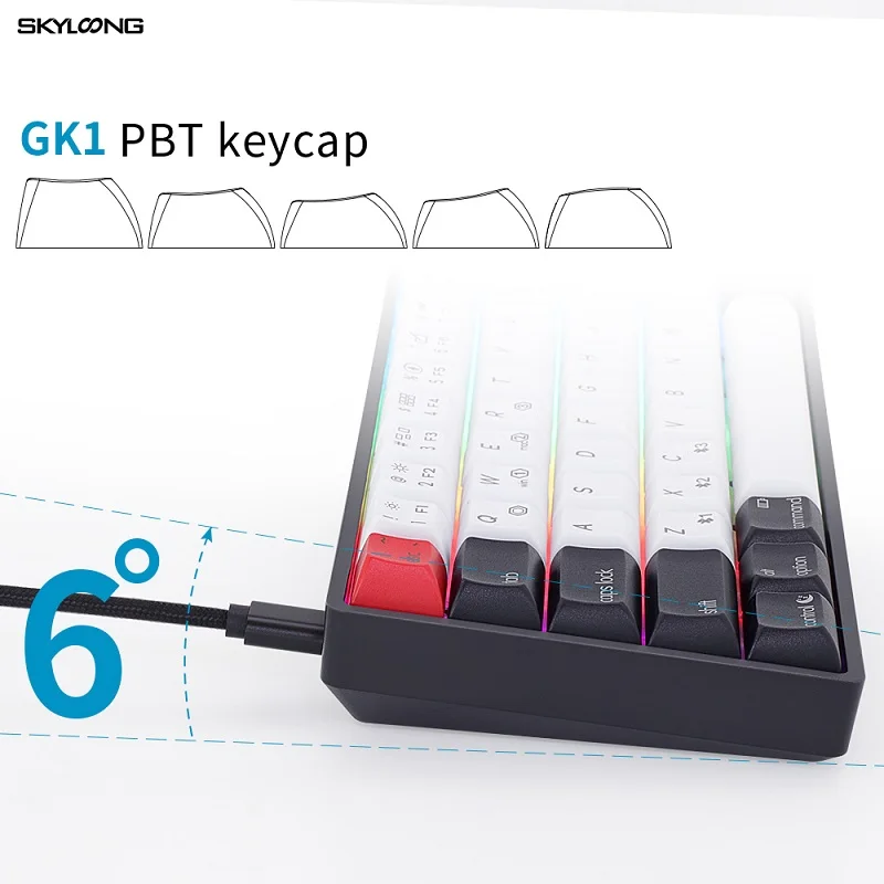 Skyloong AK64S 64 Keys Bluetooth Wireless Mechanical Keyboard PBT Keycap RGB Backlit Mini Gaming Keyboard Compatible For MAC/Win