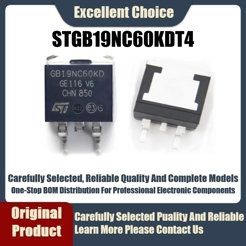 

5Pcs/Lot Original Genuine In-Line STGB19NC60KDT4 STGB19NC60 GB19NC60KD GB19NC60KDT4 Package TO-263 IGBT Transistor