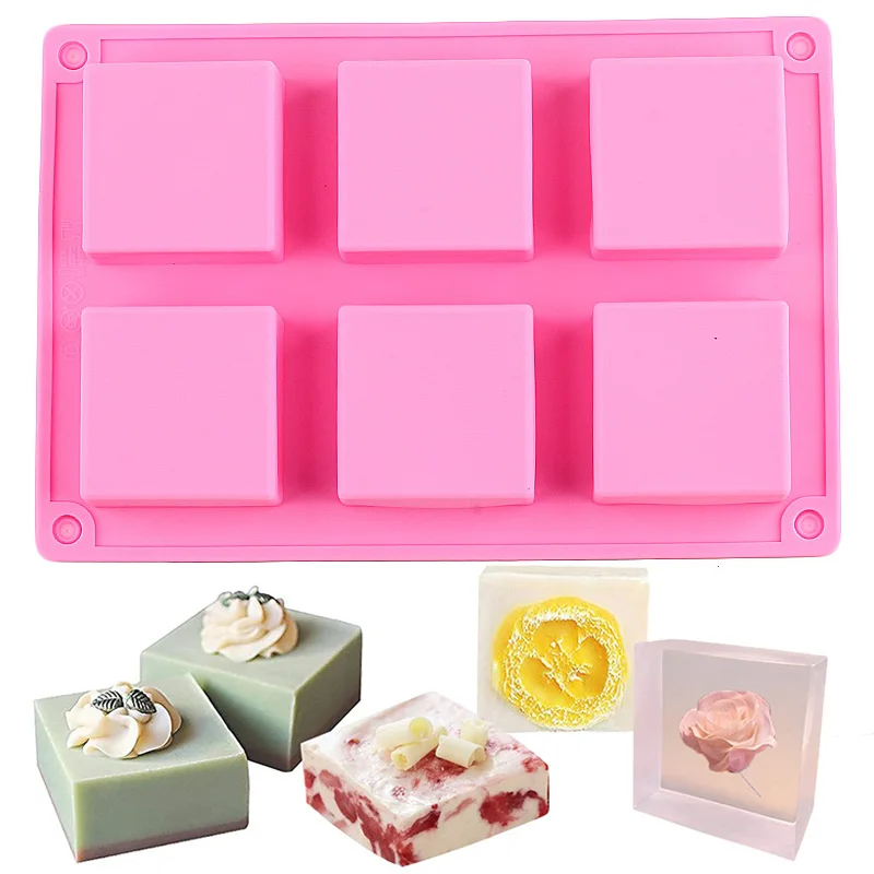6 Cavity Square Cake Baking Silicone Mold Jelly Chocolate Truffles Brownie Pudding Molds Soap Making Mould Cake Decorating Tools