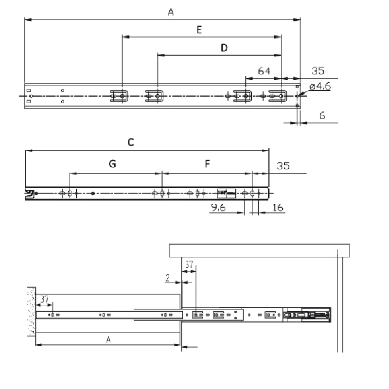 Направляющие шариковые PK-P-0H45-300 с выталкивателем купить по выгодной цене