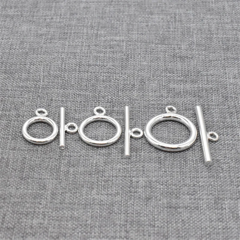 

2 Sets of 925 Sterling Silver Toggle Clasps for Necklace Bracelet Circle 10mm 12mm 15mm